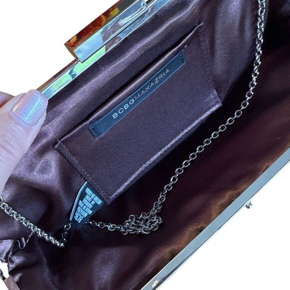 BCBGMaxAzria Retro Chevron Sequin Clutch with Silver Chain Strap‎ - Picture 7 of 8